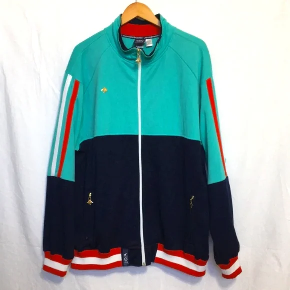 LRG Big Bustle Track Jacket Blue Green Colorblock Mens 3XL - Picture 1 of 11